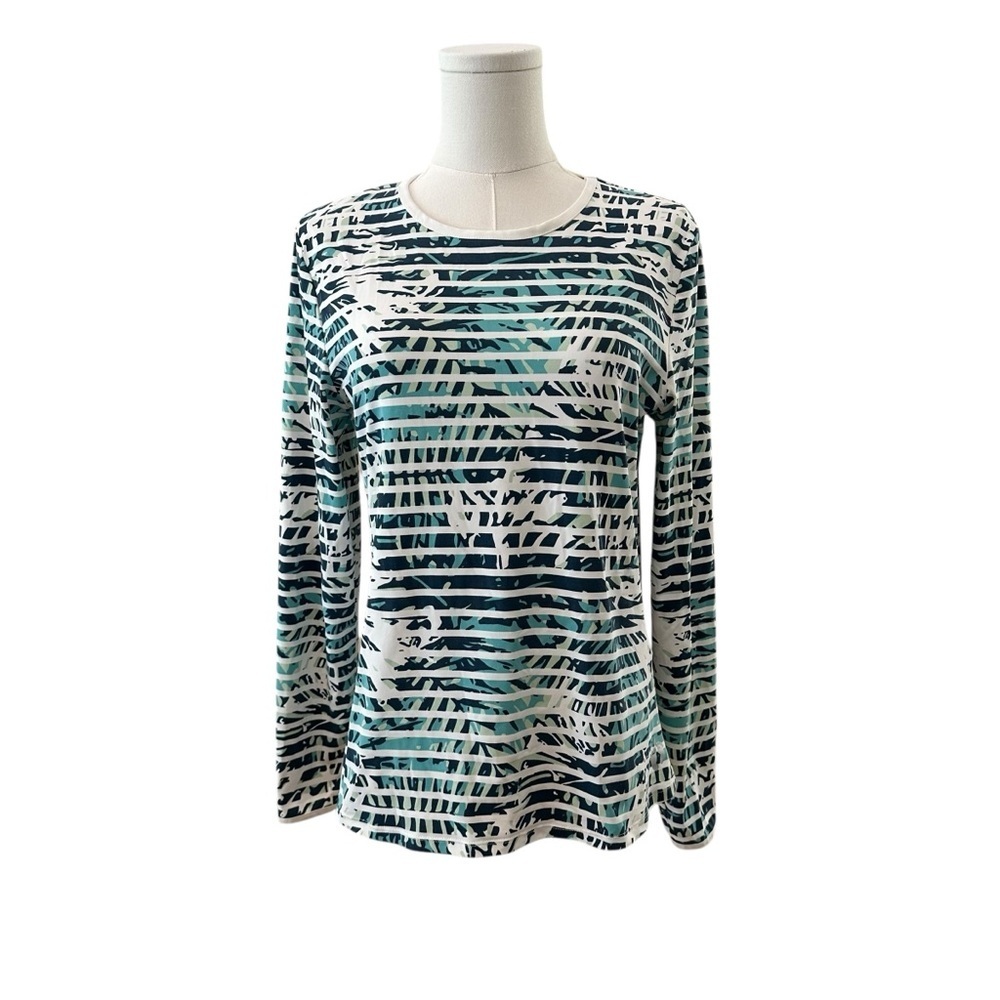 Hang Ten Women's Medium Long Sleeve Tropical UV Rashguard Swimming Athletic  Top